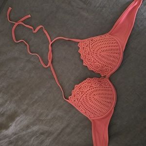 Pinkish Mauve Bikini Top - size 34B - knit work